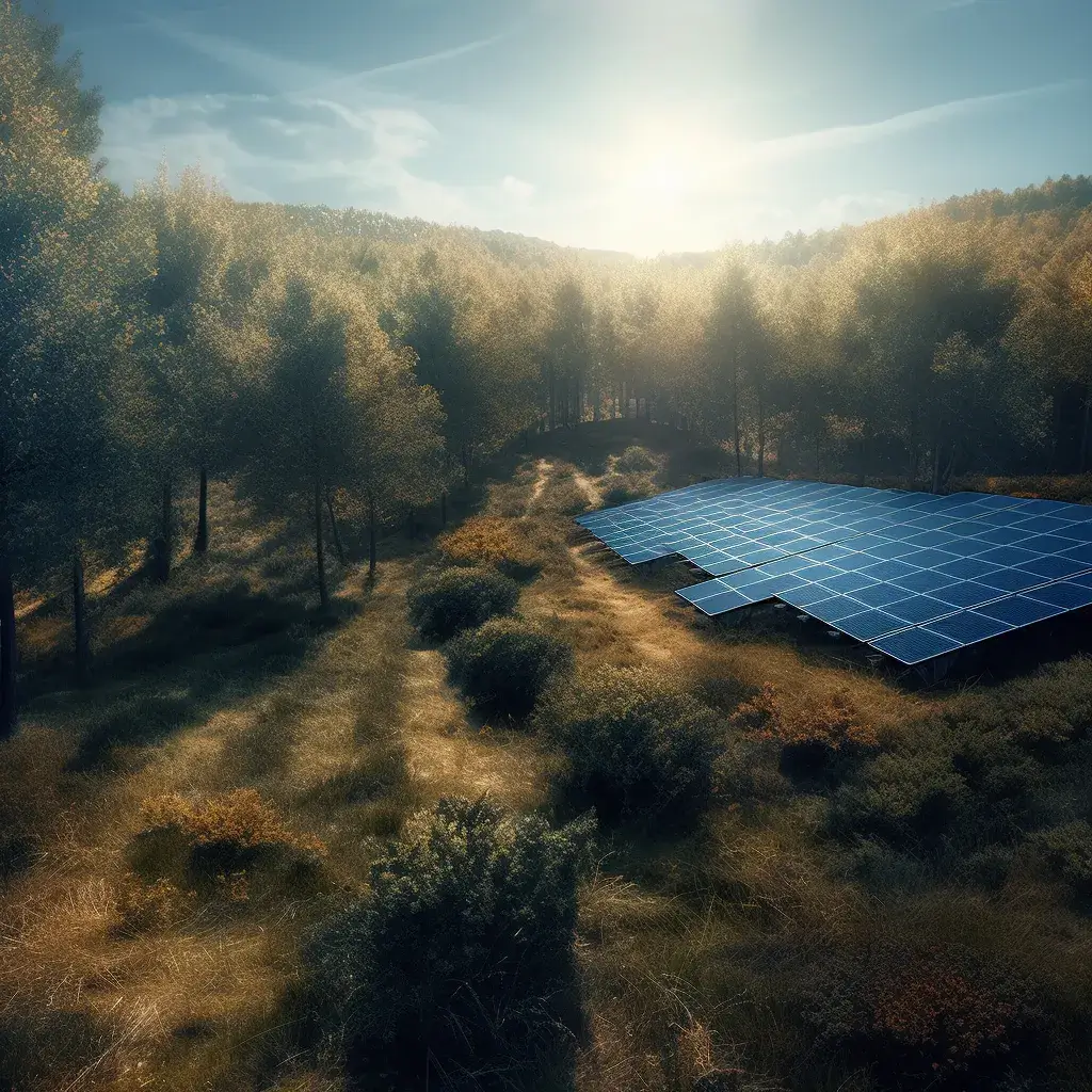 Image of a forest with solar panels